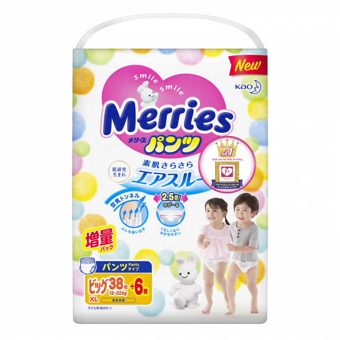 Tã quần Merries size XL 38 cộng miếng (cho bé 12 - 22kg)